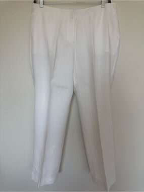EUC Talbots White 100% Linen Southampton Tailored Pants - 14W (132)